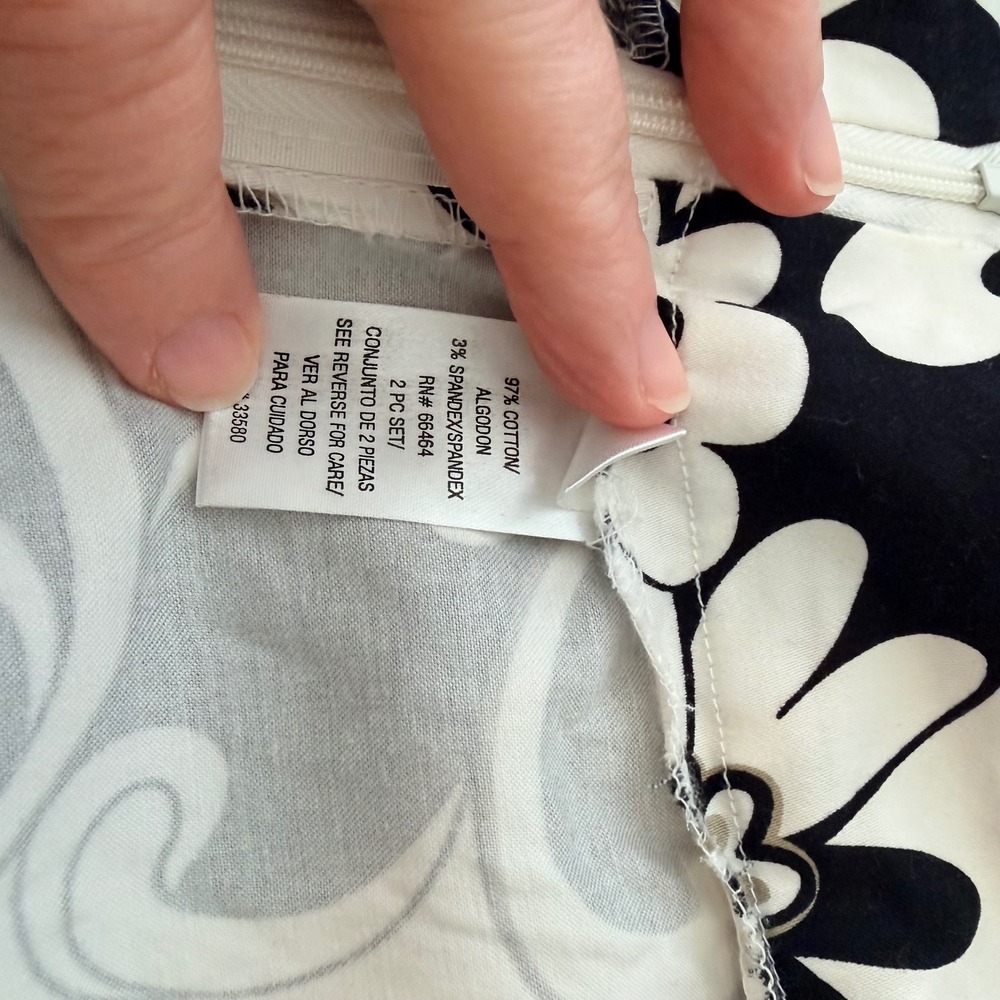 Floral A-Line Skirt Womens 18 Black White Excellent Cotton Blend‎ Knee unbranded - Picture 5 of 9